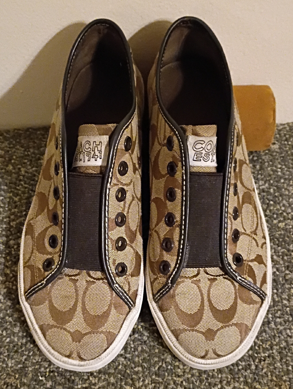 Coach Signature Jacquard Slip-On Sneakers - Khaki Brown